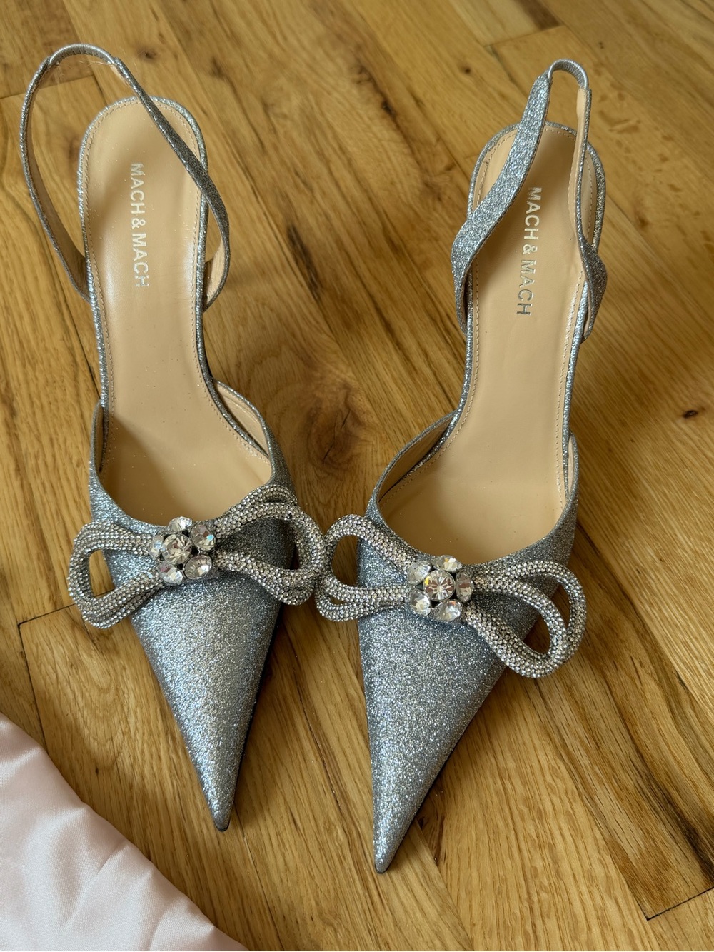 Mach & Mach silver rhinestone heels